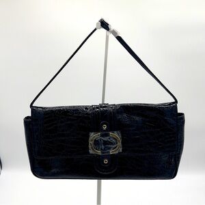 Butler Bag by Jen Groover Black Crocodile-Embossed Top Handle Shoulder Bag NWOT